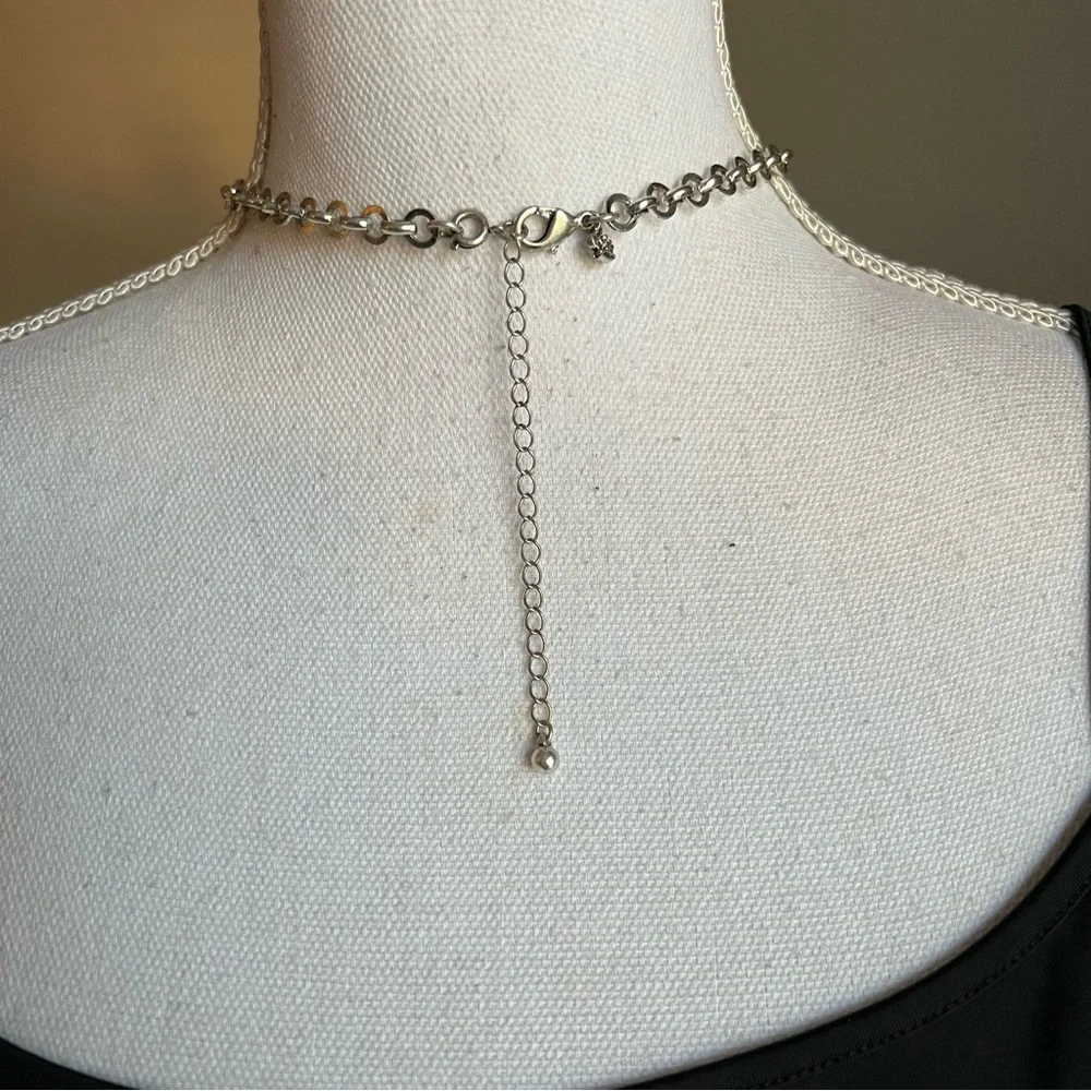 Premier Designs Antiqued Bib Necklace with Ornate Plated and Resin Pieces Purple - Picture 11 of 11